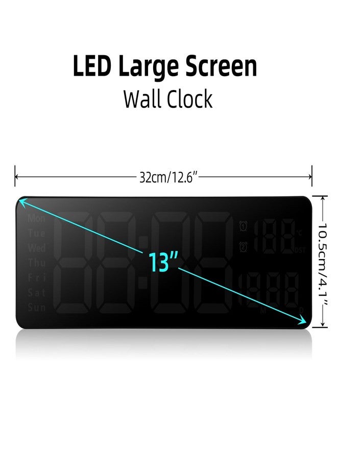 AnExer Digital Wall Clock with Remote Control, 13 Inch LED Display Count Up & Down Timer, Adjustable Brightness Alarm Clock with Day/Date/Temp for Gym, Home, Office - Image 5